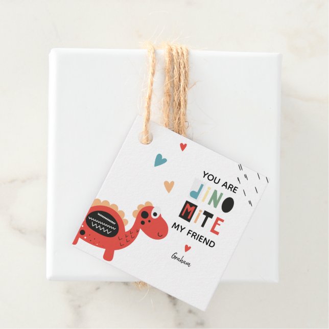 Valentine Dinosaur Gåvor Etiketter (På plats)