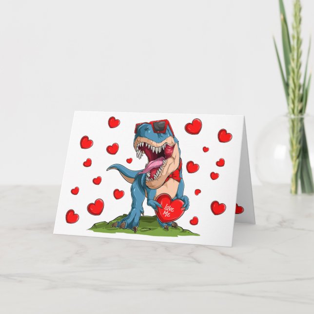 Valentine Dinosaur Kort (Framsida)