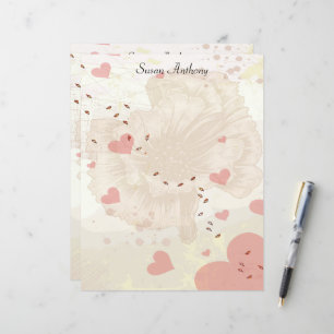 Valentine Distress Blommigt Rosa Hearts Stationary