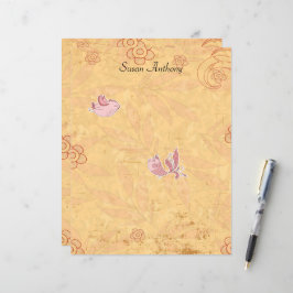 Valentine Distress Cute Birds Stationary Papper