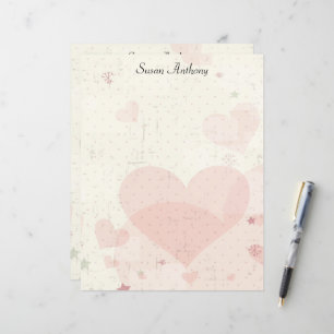 Valentine Distress Rosa Hearts Stationary Papper
