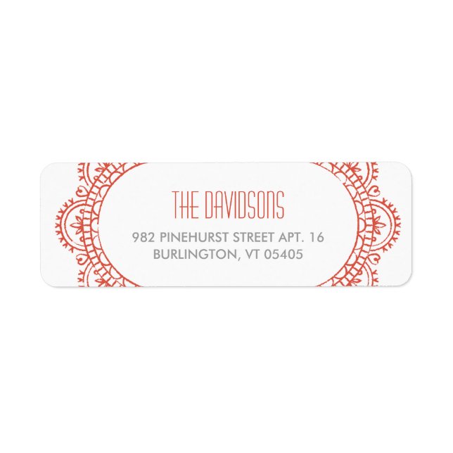 Valentine Doily Address Label - Red Returadress Etikett (Framsidan)