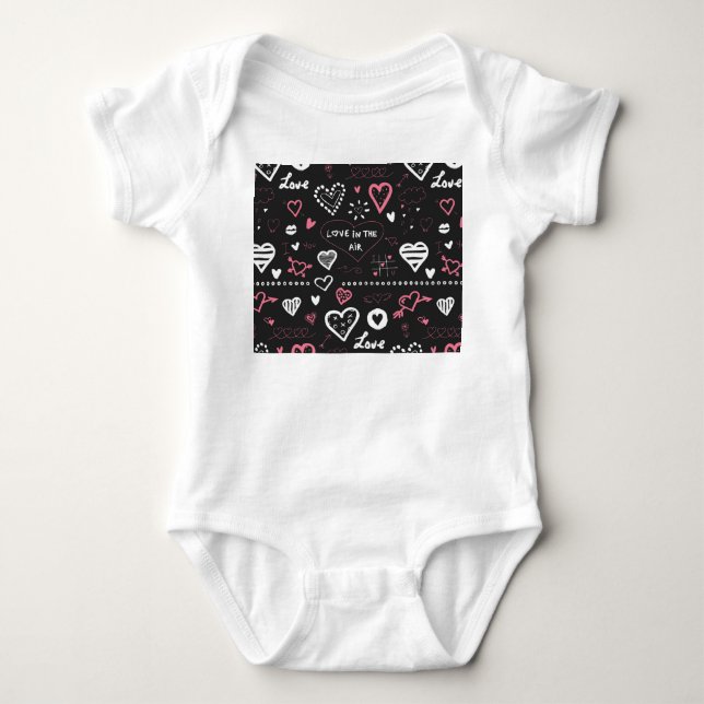 Valentine Doodle Heart Vintage T Shirt (Framsida)