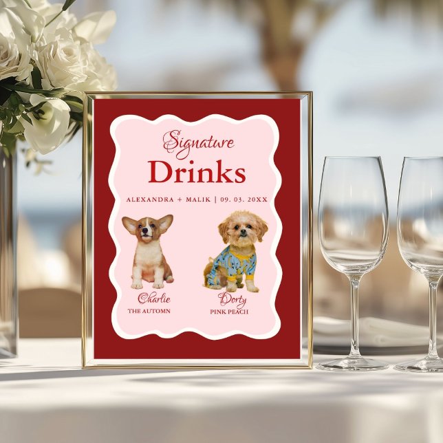 Valentine-drickssignatur för husdjur brölloppsskyl poster (Skapare uppladdad)