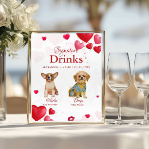 Valentine-drickssignatur för husdjur hund bröllop poster
