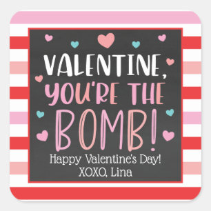 Valentine, du är bombarkarna fyrkantigt klistermärke