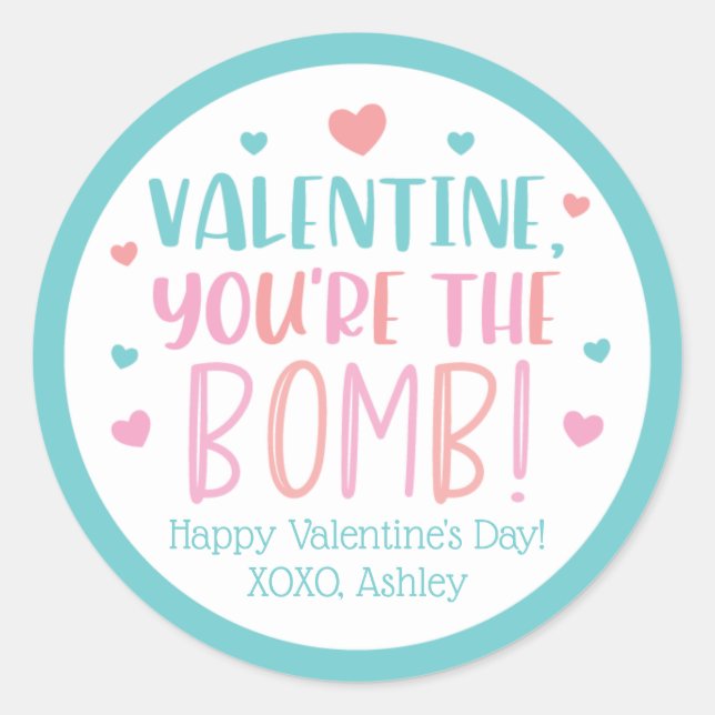Valentine, du är bombarkarna runt klistermärke (Framsida)