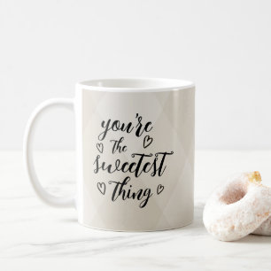 Valentine Du är den sötaste Sak Beige Argyle Kaffemugg