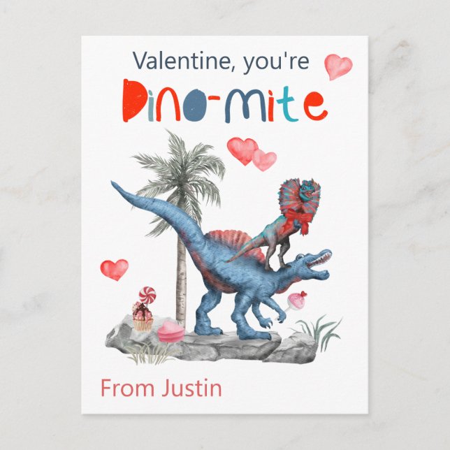 Valentine Du är Dino-mite Dinosaur Classroom Vykort (Framsida)