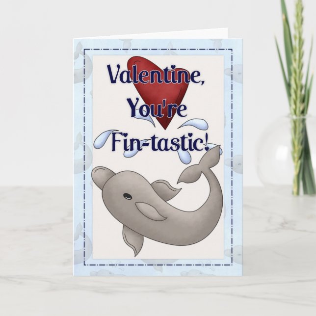 Valentine du är fintastiskt dolphin Card d1 Helgkort (Framsida)
