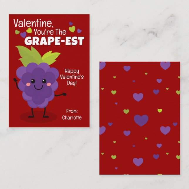Valentine, du är Grape-Est Anteckningskort (Fram/baksida)
