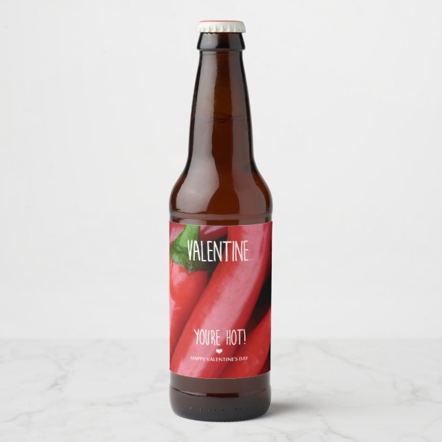 Valentine, du är hett! ölflaska etikett (Framsida)