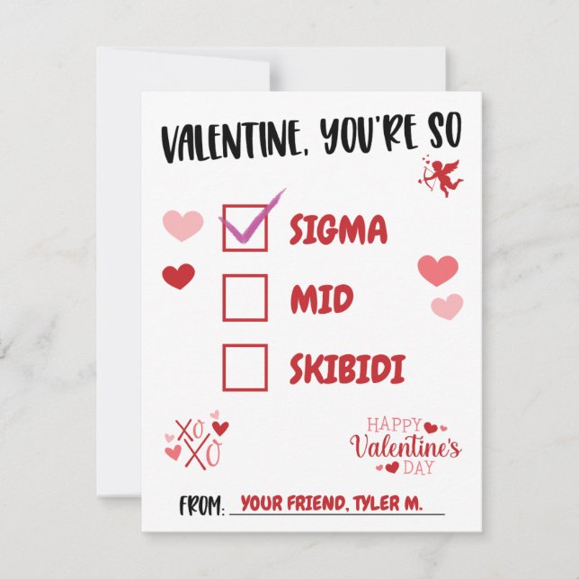 Valentine, du är så Sigma! Tonåring Alla hjärtans  Inbjudningar (Framsida)