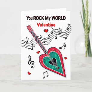 Valentine Du får min värld att snurrra Hjärt Gitar Helgkort