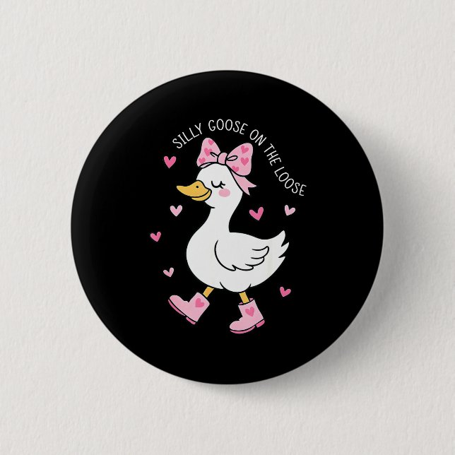 Valentine Dumma Gås På Löpande Flörtig Båge Gi Knapp (Framsida)