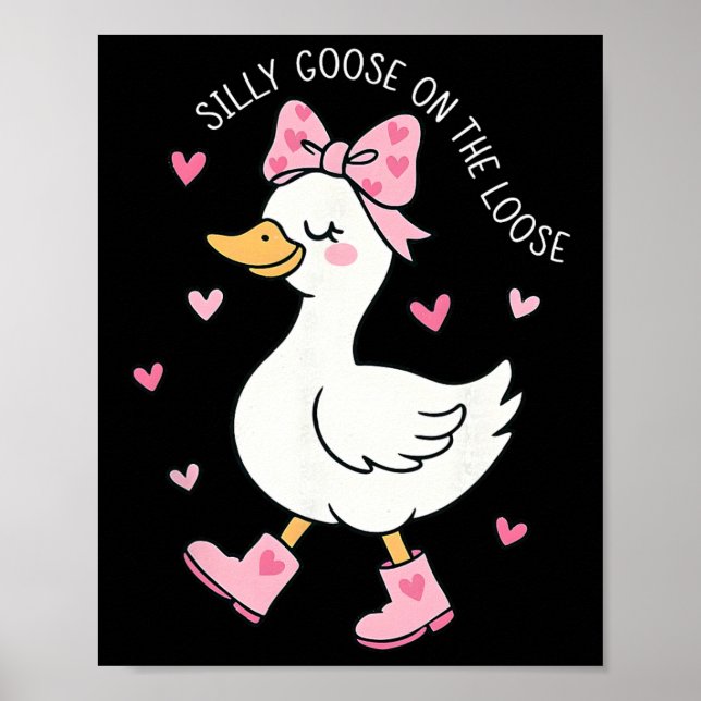 Valentine dumma gås på lösa flirtig båge Gi Poster (Framsidan)