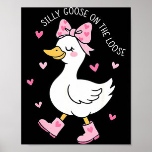 Valentine dumma gås på lösa Kokett båge Gi Poster