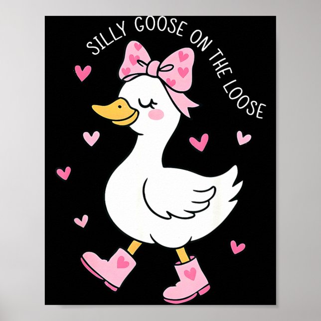 Valentine dumma gås på lösa Kokett båge Gi Poster (Framsidan)