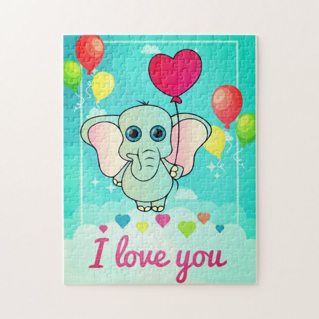 Valentine elefant pussel (Vertikal)