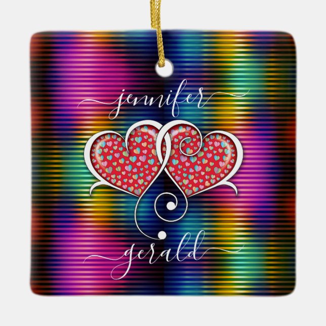 Valentine Elegant Sammanflätad Hjärtan Design Julgransprydnad Keramik (Framsida)