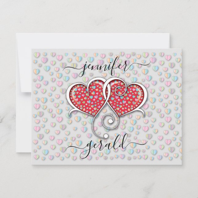Valentine Elegant Sammanflätad Hjärtan Design Julkort (Framsida)