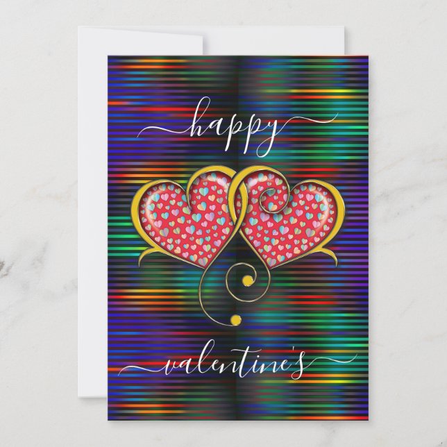 Valentine Elegant Sammanflätad Hjärtformad Design Julkort (Framsida)