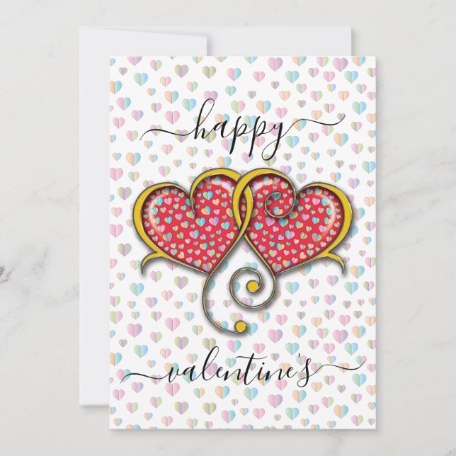 Valentine Elegant Sammanflätad Hjärtformad Design Julkort (Framsida)