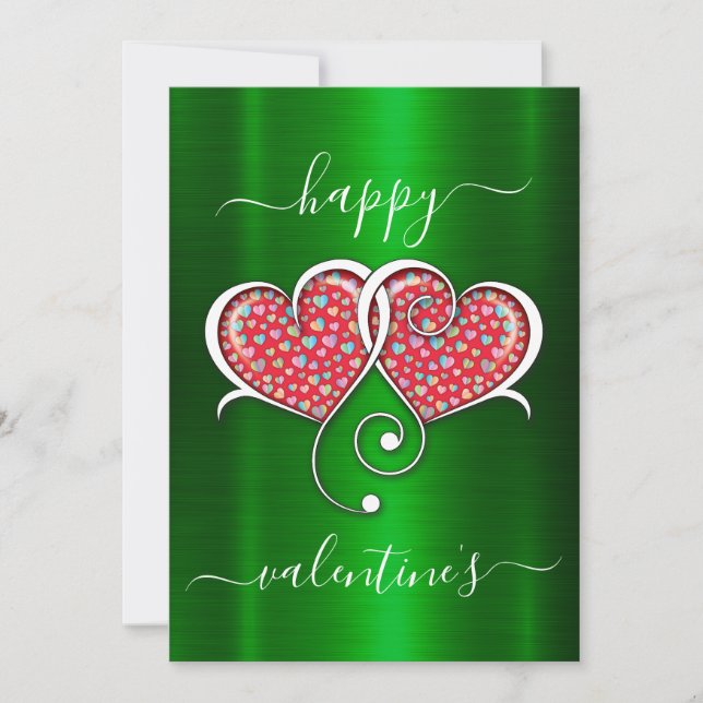 Valentine Elegant Sammanflätade Hjärtan Design Julkort (Framsida)