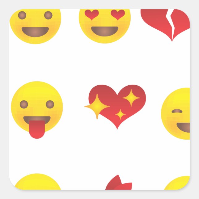 Valentine Emojis Fyrkantigt Klistermärke (Framsida)