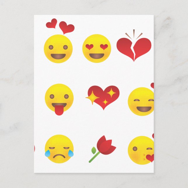 Valentine Emojis Helg Vykort (Framsida)