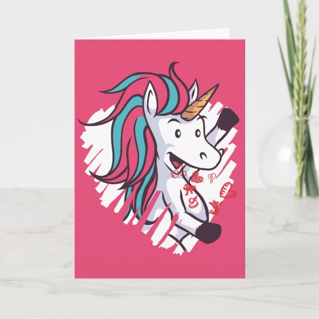 Valentine Enhörning Kort (Framsida)