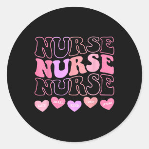 Valentine Er Icu Nicu Rn Sjuksköterskor Kvinnor Re Runt Klistermärke