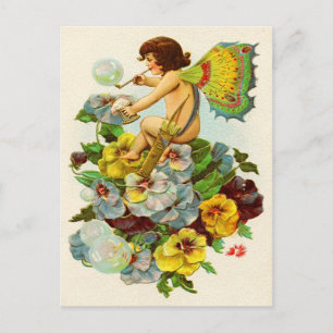 Valentine Fairy Blowing Bubbles Helg Vykort