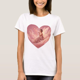 Valentine Fairy on Pink Clouds Fantasy Art T Shirt