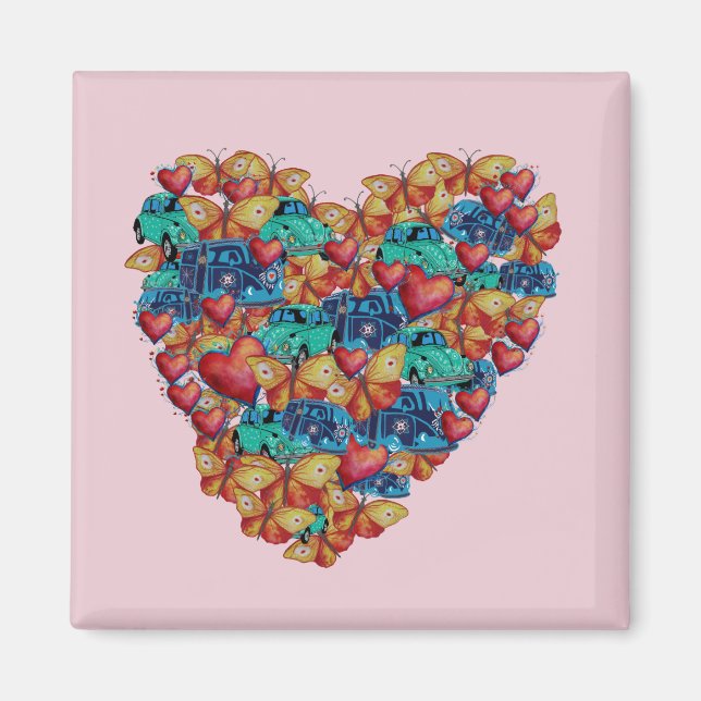 Valentine Färgglad Hjärtkonst Magnet (Framsidan)
