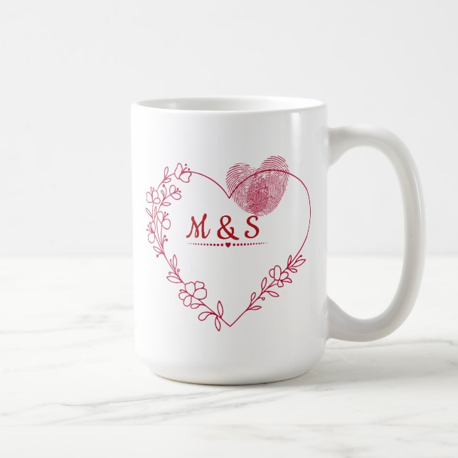 Valentine Fingeravtryck Hjärtmugg Kaffemugg (Höger)
