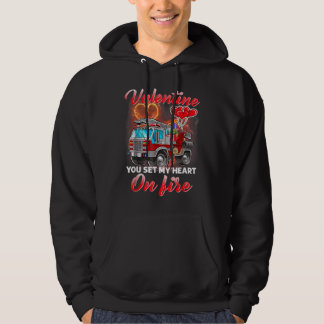 Valentine Firefighter du sätter mitt hjärta på eld Hoodie