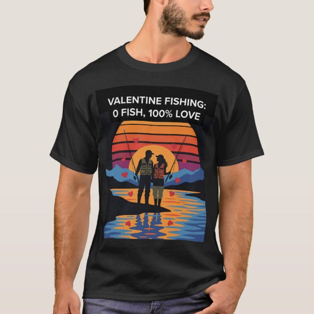 Valentine Fiske Noll Fisk 100 Kärlek T Shirt (Framsida)
