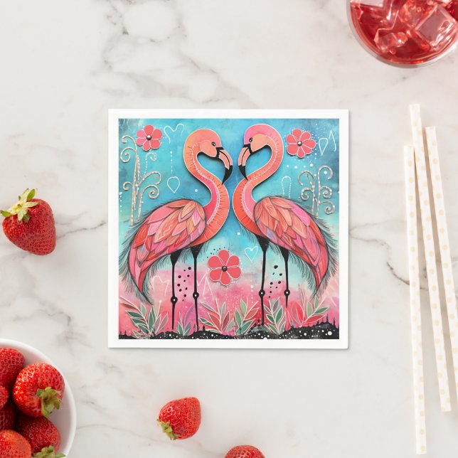 Valentine Flamingo Art Pappersservett (Insitu)