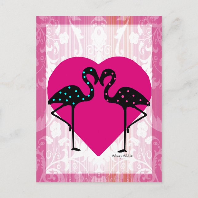 Valentine Flamingos-vykort Helg Vykort (Framsida)