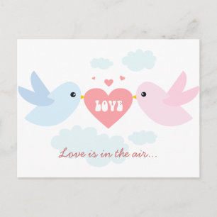 Valentine Flies Love birds Helg Vykort