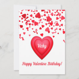 Valentine Födelsedag Konfetti Hjärtan Anpassad Kor Julkort