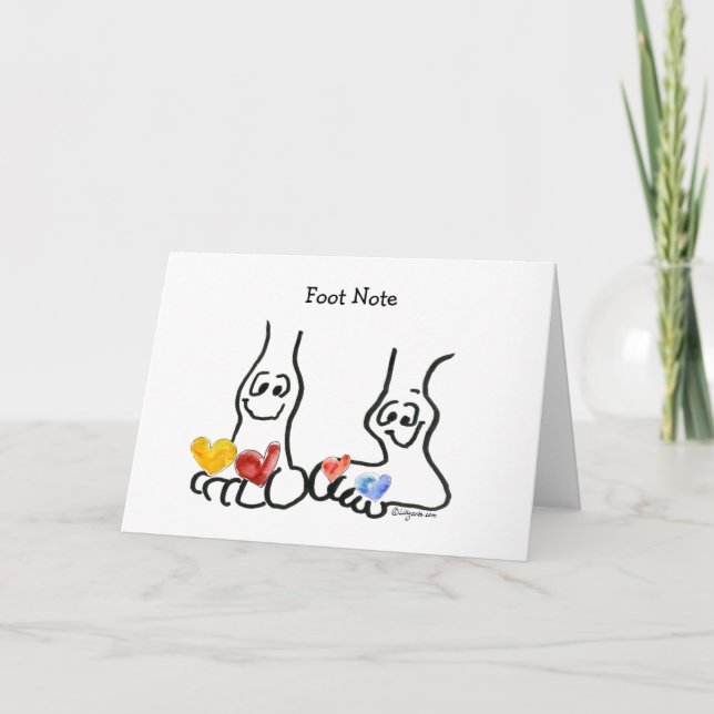 Valentine Foot Note Tecknad Heart Toe Sylt Card Helgkort (Framsida)