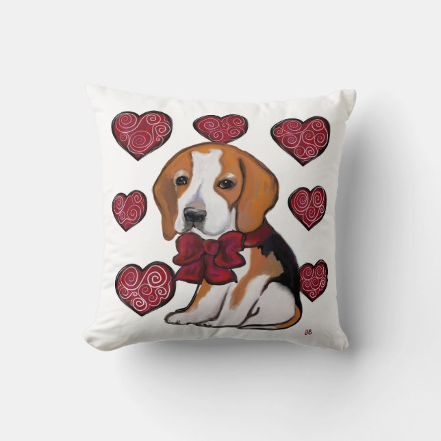 Valentine för Beagle Hund Kudde (Framsida)