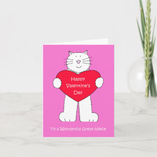 Valentine for Geat Niece Cat Holding Heart Kort