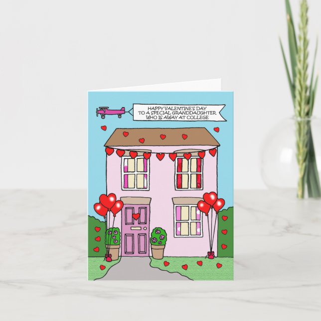 Valentine for Granddotter Away på College Kort (Framsida)