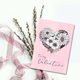 Valentine för Hjärtformade Bouquet Kort