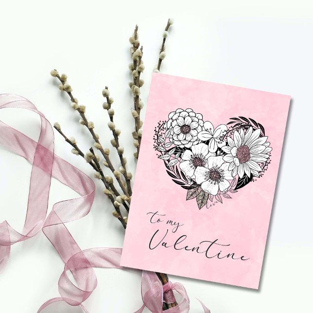 Valentine för Hjärtformade Bouquet Kort (Skapare uppladdad)