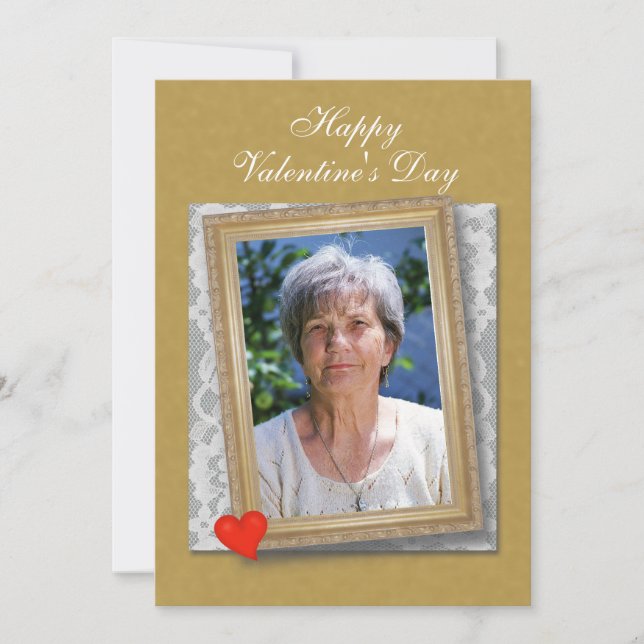 Valentine for Mom framed photo, lace and heart Kort (Framsida)