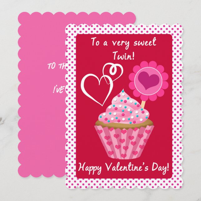 Valentine for Sweetest Twin Rosa Decorated Cupcoa (Fram/baksida)